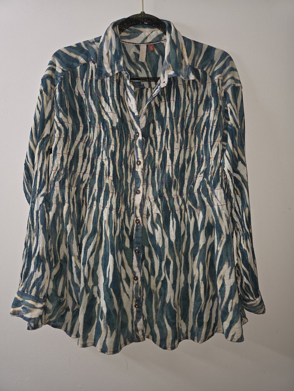 Pilcro By Anthropologie Oversized Gauzy Blue And White Button Down Size XS